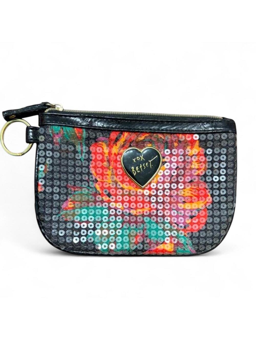 Betsey Johnson Floral Sequin Zip Pouch / Wristlet 🌺✨